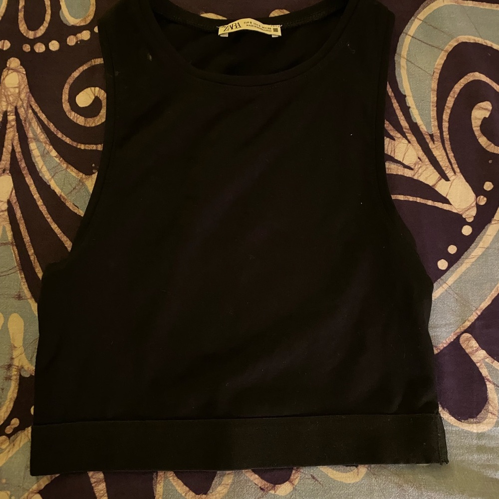 Zara High-Neck Tank Top Black - Picture 1 of 3